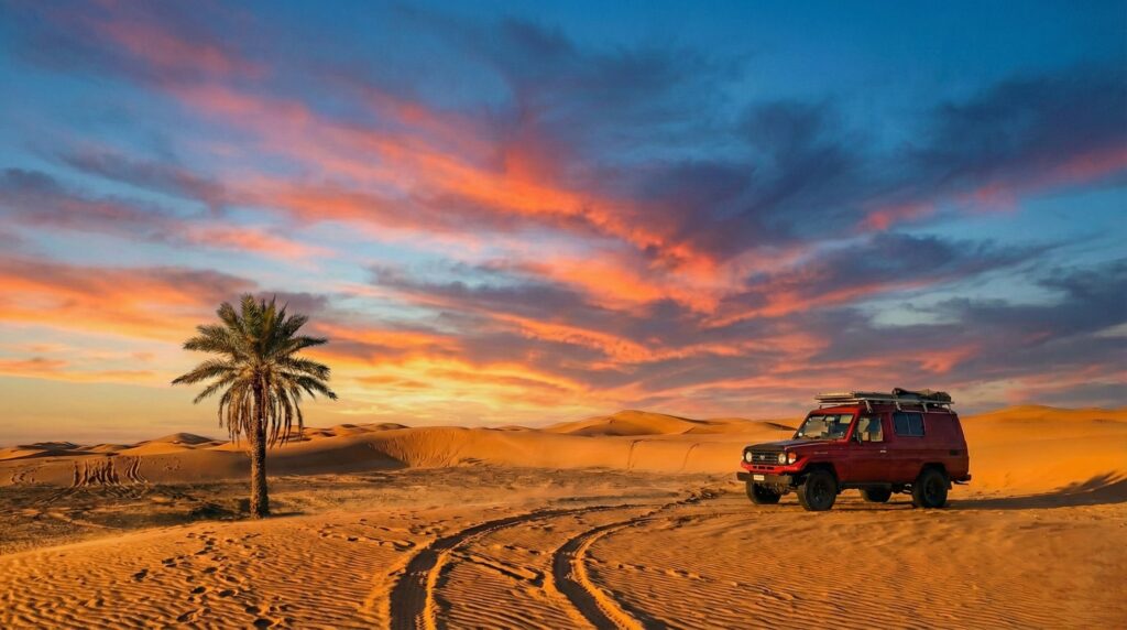 toyota land cruiser hzj 78 dans les dunes du maroc