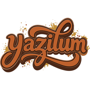 logo dtf du nom de la marque yazilum en brun dans un style oldschoo