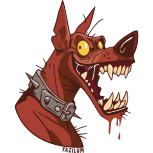 Logo DTF chien cartoon Dobermann